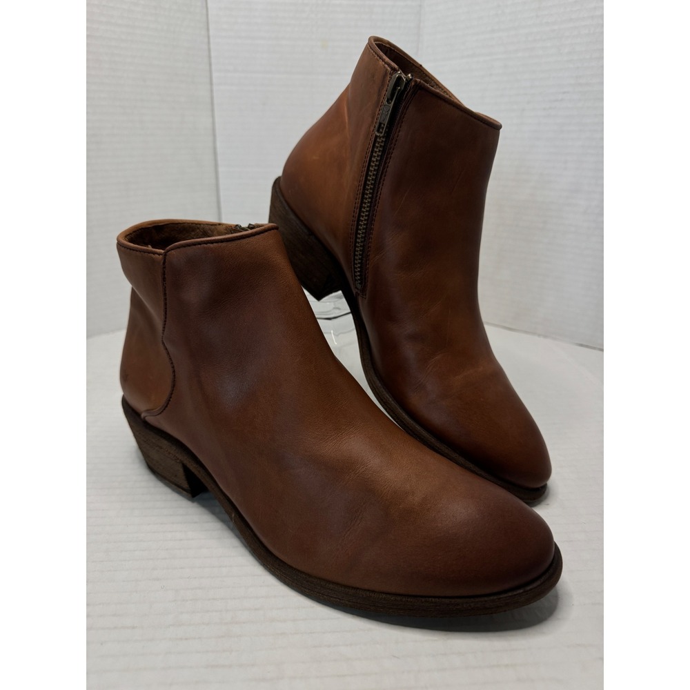 Frye Carson Piping Bootie Womens 8.5 Cognac Leather Western Ankle Boot 3478254